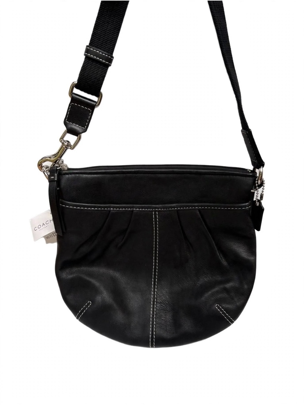 NWT Coach Soho Black Leather Pleated Swingpack Crossbody Bag F42833
